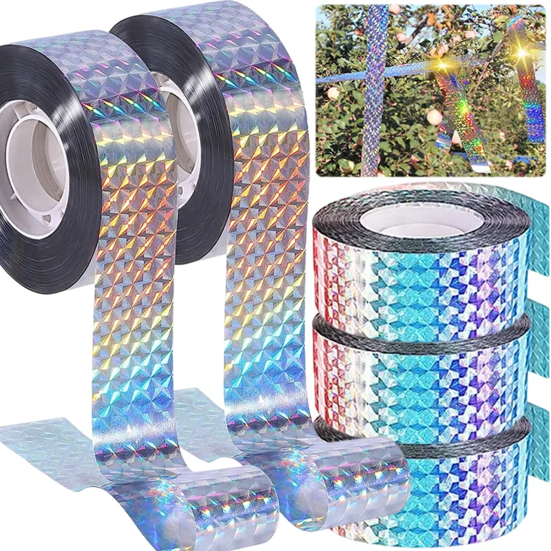 

Двусторонняя светоотражающая лента от птиц, отпугивающая голубей, для сада, огорода, фермы, лазерная мигающая лента для отпугивания птиц