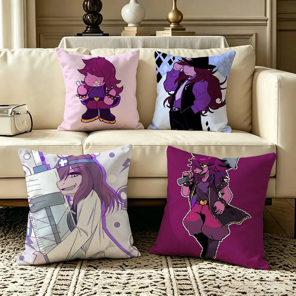DeltaruneS Susie Funny Meme  Square Double-Sided printed Pillow Case Bedroom Bedside Pillow Sofa Cushion Cover