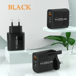 65W PD USB Charger Fast Charging Type C Mobile Phone Adapter For iPhone 16 15 Pro Samsung Xiaomi Quick Charge 3.0 Wall Charger