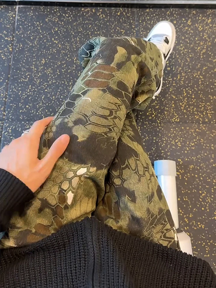 

Camouflage Snake Skin Straight Leg Jeans Men's Faion Urban Sle Winter Cotton Polyester Blend Anti-Bacterial Straight Cut