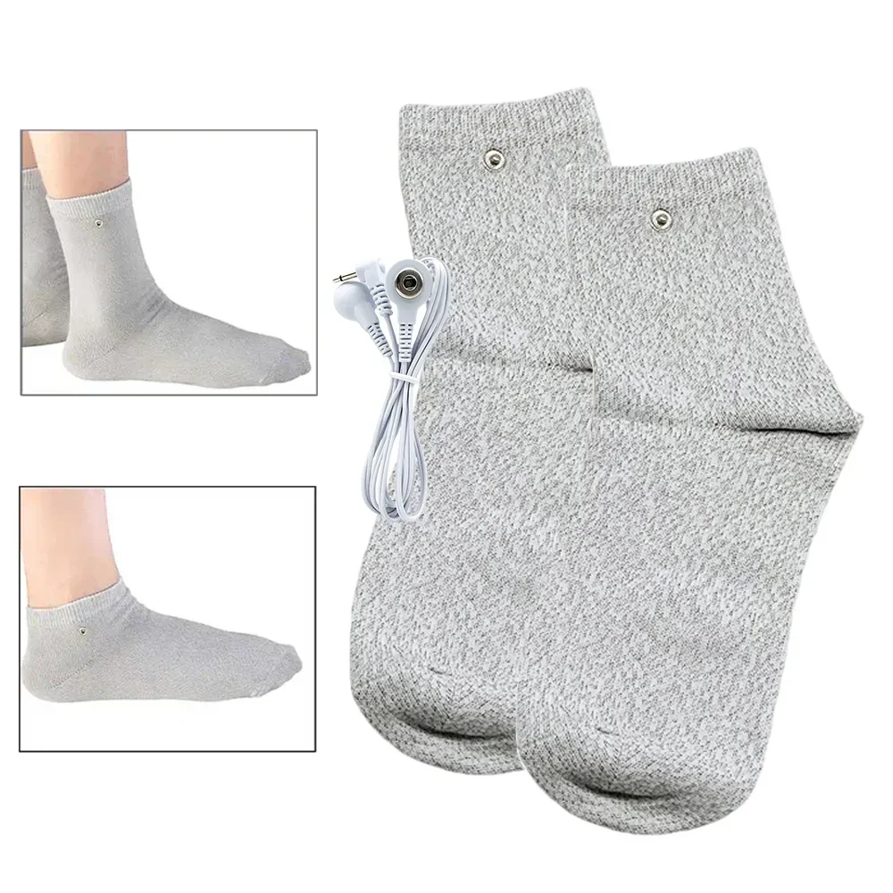 

Conductive Fiber TENS/EMS Electrode Socks Reflexology for Electric Pulse Physical Therapy Massager Machine With Cable Wire Line