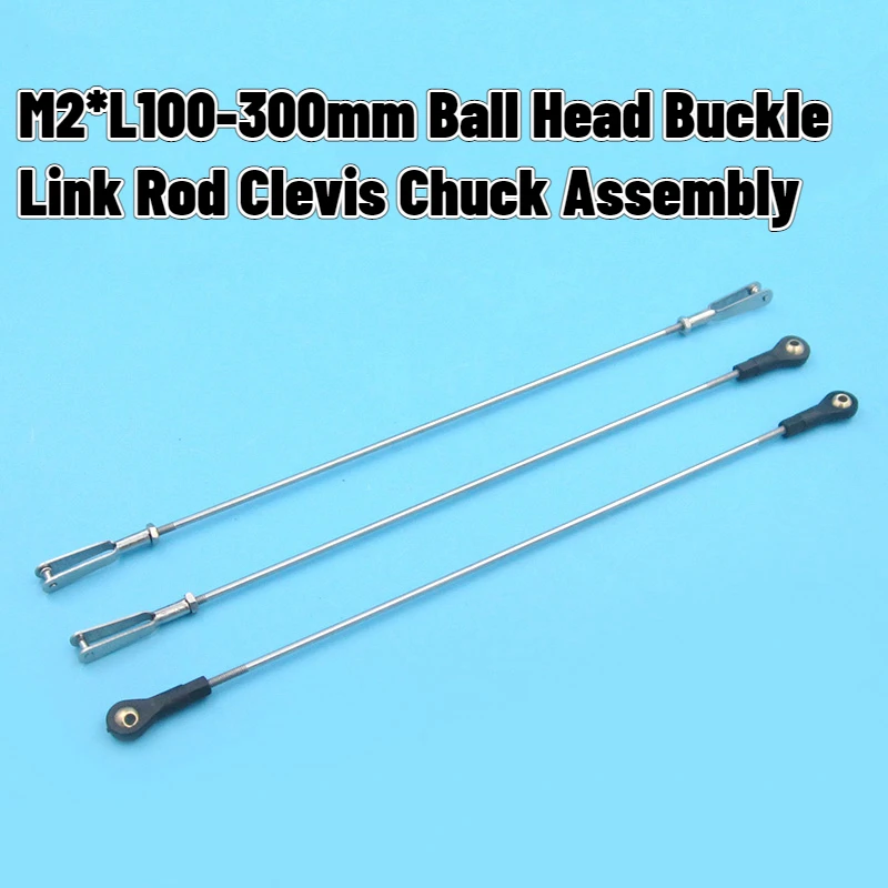 M2*L100-300mm Ball Head Buckle Stainless Steel Pull Rod Clevis Chuck Assembly Model Boat Servo Connection Part Tie Rod Link Rod