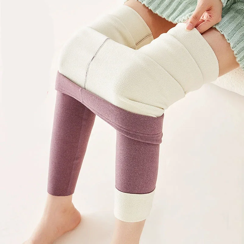 2025 Fall Winter New Velvet Padded Leggings Woman Sexy Tights Warm Fleece Leggings Lady Solid High Waist Elastic Yoga Sweatpants