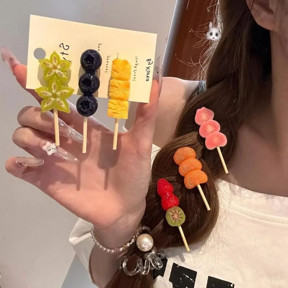 Cute Simulation Fun Fruit Blueberry String Hairpin Funny Cartoon Candied Gourd Pineapple Hair Clip Girl Hair Duck Bill Clip