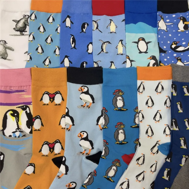 Adult Crew Cotton Silly Penguin Socks Funny Lovely Cute Animal Antarctica Winter New Cartoon Original Design Street Fashion Sox