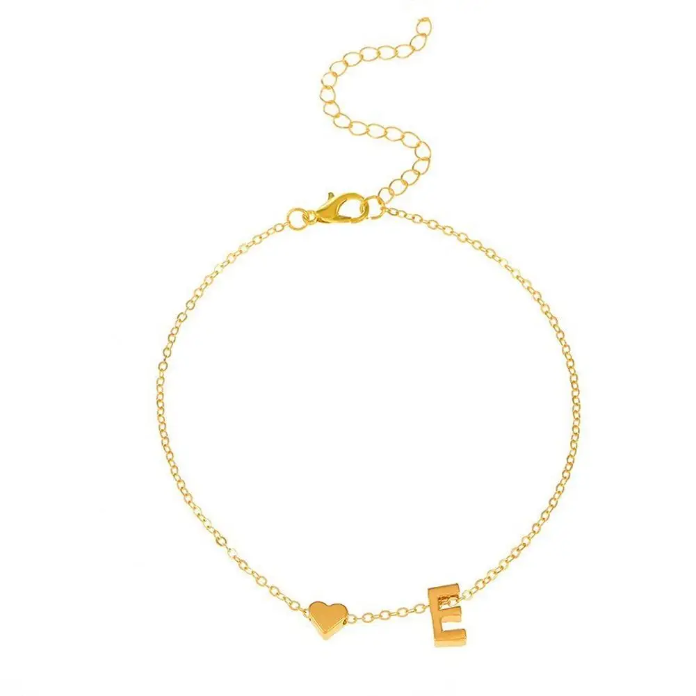 26 Letters Bracelet Alphabet Bracelet For Women Men Lovers DIY Personalized Name Alloy Heart-shaped Bracelet Jewelry Accessories