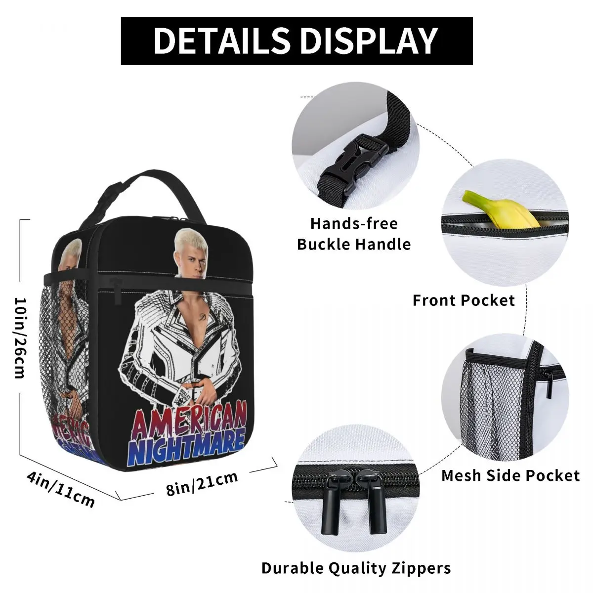 Cody Rhodes Bullet Club Accessories Insulated Lunch Tote Bag  American Nightmare Food Box Reusable Cooler Thermal Lunch Boxes