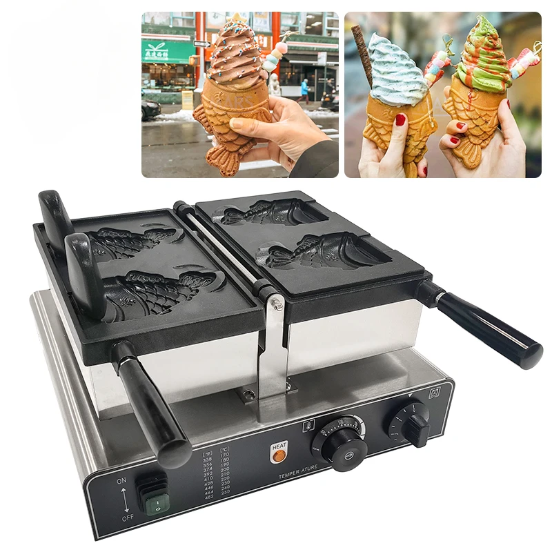 Factory Price Janpanese Taiyaki Machine Ice Cream Waffle Cone Maker Non-Stick Waffle Pan Fish Cake Plates Kitchen Baking Mould