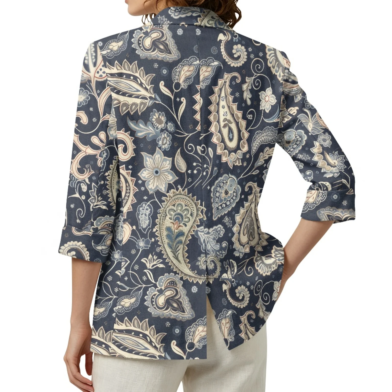 PENSTROLL Floral Print Linen Style Jackets Light Cardigans for Women Breathable Fall Outerwear