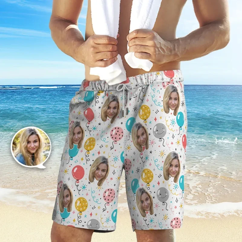 Custom Face Men Shorts Sharks Foliage Breathable Beach Shorts 3D Printed Unisex Gym Sport Board Short Pants Ice Swim Trunks