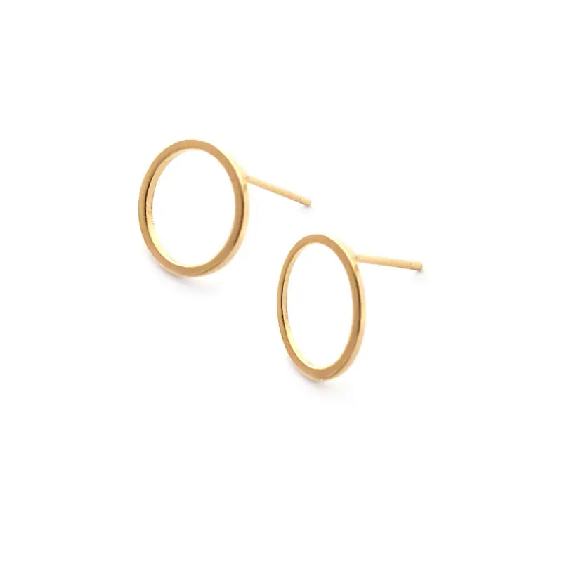 18K Gold Color Brass Round Circle Irregular Oval Rectangle Stud Earrings High Quality Diy Jewelry Earrings Accessories for Women