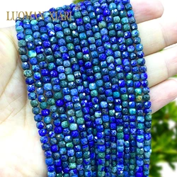 4x4mm Natural Stone Faceted Cube Chrysocolla Lapis Loose Square Spacer Beads for Jewelry Making Diy Bracelet Charms Accessories