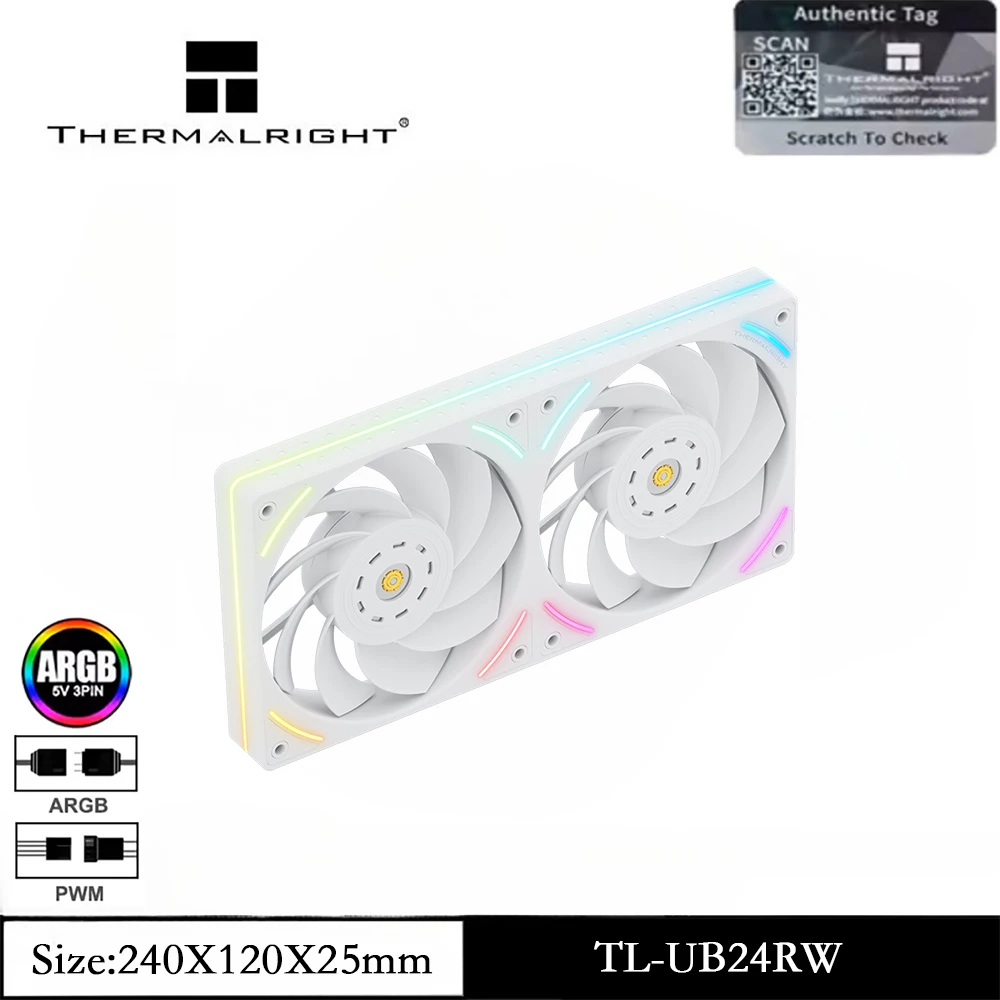 

Thermalright TL-UB24RW Вентилятор для корпуса компьютера 2 в 1, ARGB 240 мм с реверсивными лопастями, бесшумный, высокопроизводительный, ШИМ, 2150 об/мин