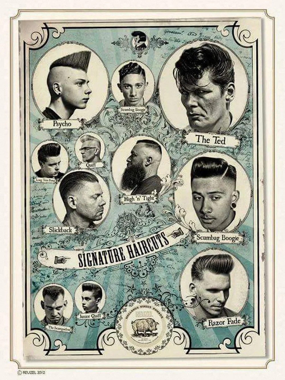 SHAVE & HAIR-Kraft Papel Posters para Barber Shop Decoração, Wall Chart, impressão retro, Wall Sticker, Modern Art Print, Tatuagem, D1