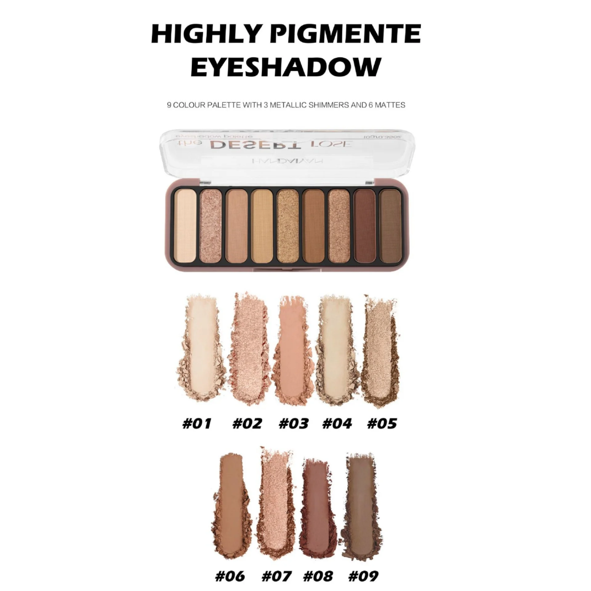 HANDAIYAN Pearlescent Fine Flash Matte Eyeshadow 9colors Palette Wodoodporna, długotrwała paleta cieni do powiek w odcieniach ziemi