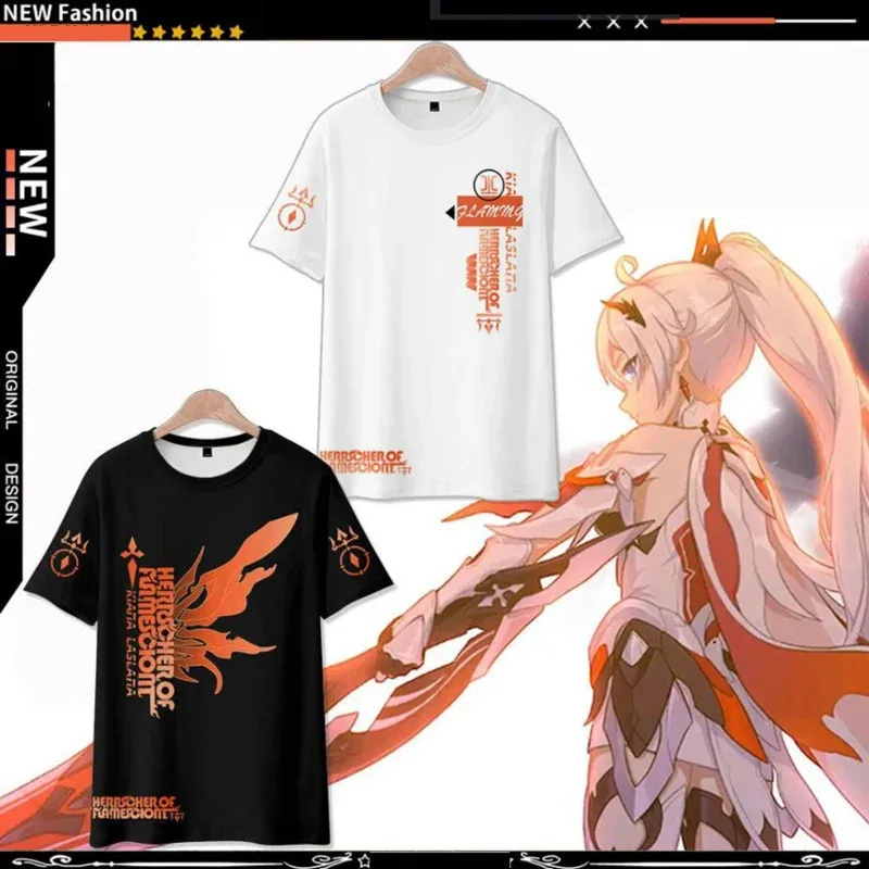 Honkai Impact 3 Herrscher de Flamescion Kiana Kaslana Impressão 3D Camiseta Mulheres Homens Manga Curta Camiseta Engraçada Camisetas Gráficas Cosplay