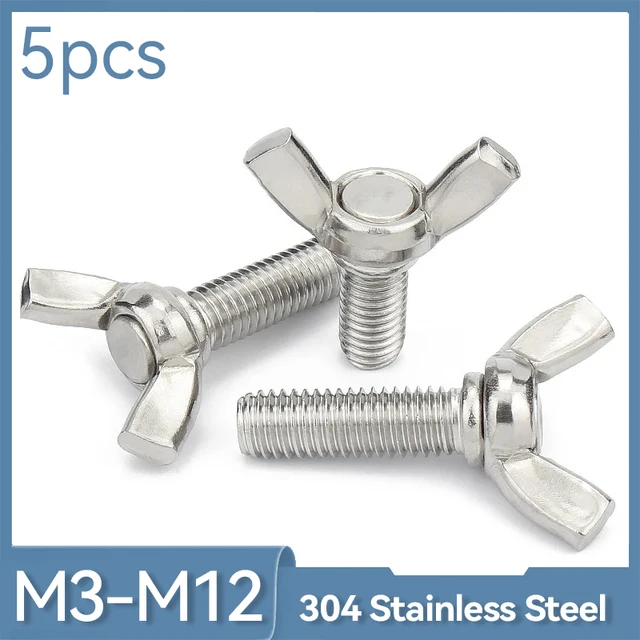 5szt/lot M3 M4 M5 M6 M8 M10 M12 Śruby motylkowe Śruby motylkowe Śruby motylkowe ze stali nierdzewnej 304 DIN316 L: 6-100mm
