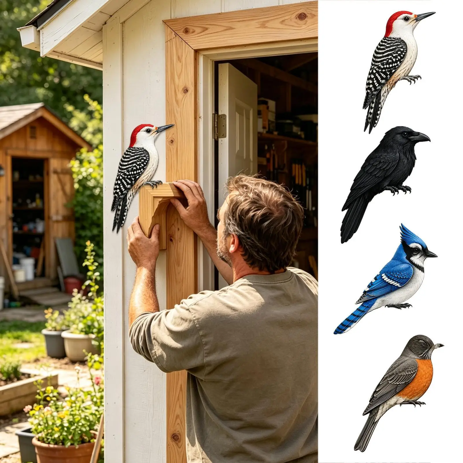 Bird Door Topper Lightweight Wooden Farmhouse Wall Ornament Chickadee Bird Door Corner Statue Sign For Doorway Entryway Hallway