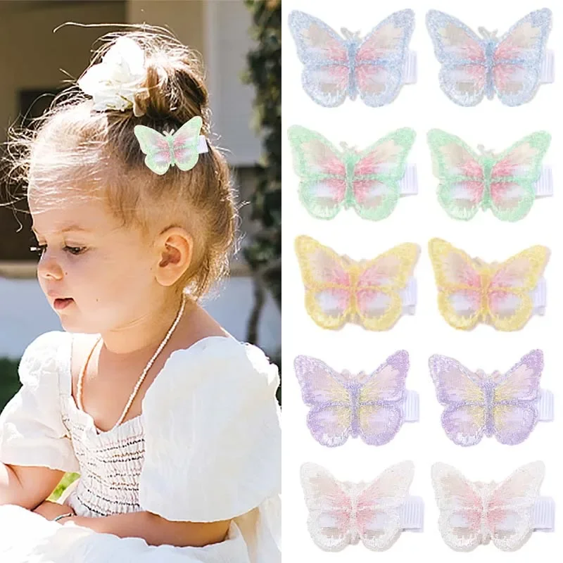 

Oaoleer 4Pcs/set Sweet Girls Butterfly Hair Clips Cute Embroidery Hair Pin Barrettes Princess Headwear Baby Hair Accessories