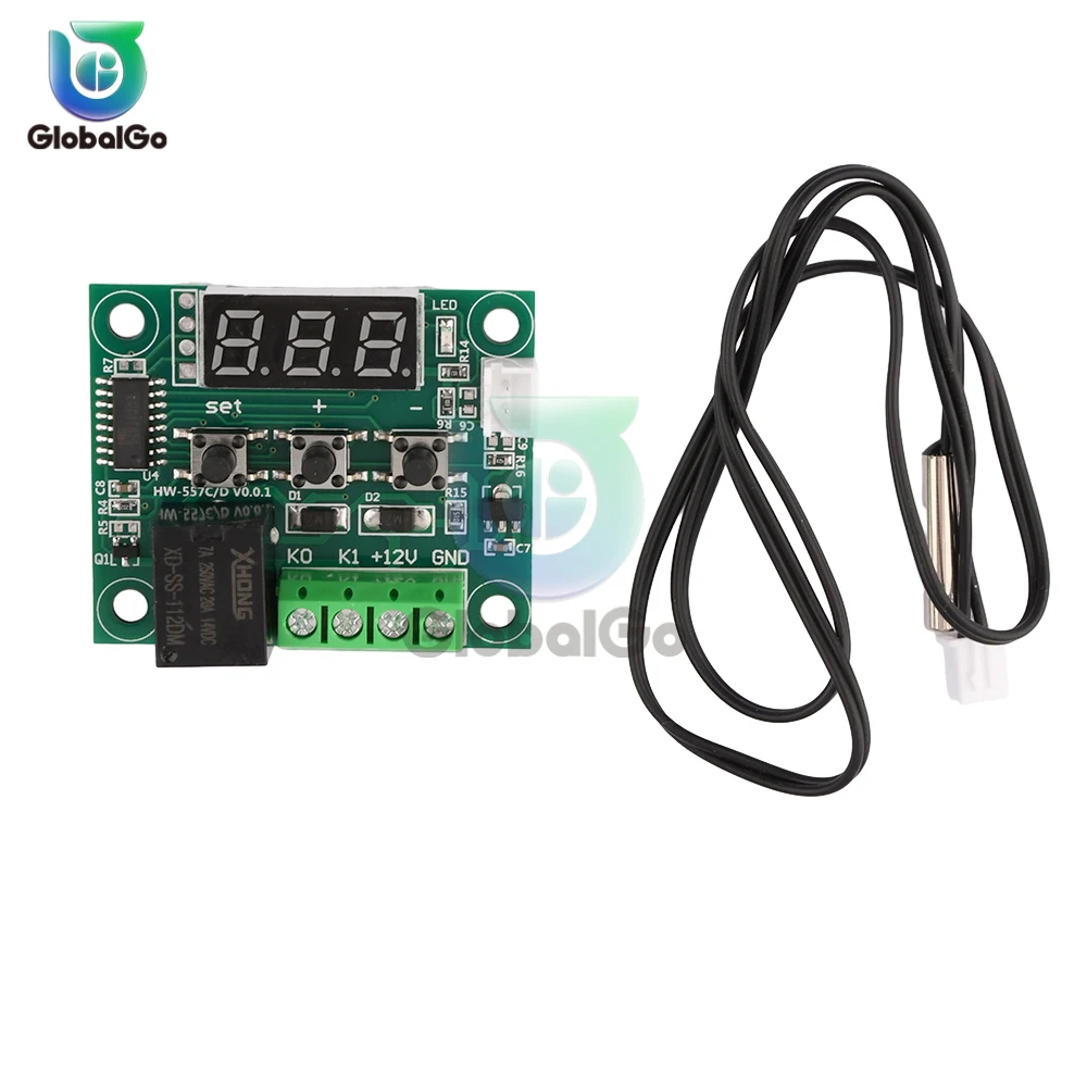 W1209 Digital LED DC 12V Heat Cool Temp Thermostat Temperature Control Switch Module On/Off Controller Board + NTC Sensor