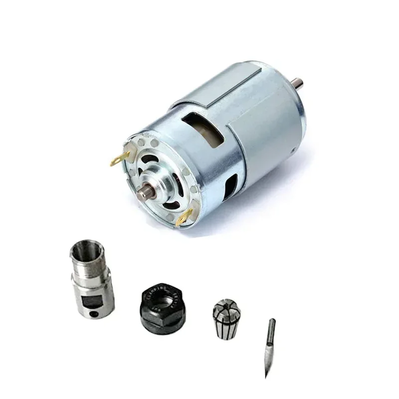 775 DC Motor 12-36V Ball Bearing Spindle Motor with ER11 Extension Rod Carving Knife for CNC Router Machine 1610/ 2417/ 3018