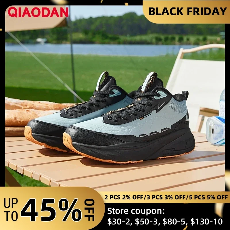 

QIAODAN Men's Casual Walking Shoes 2025 Winter Waterproof Cotton High-top Shoes Shock-absorbing Anti-slip Sneakers QXB023244231B