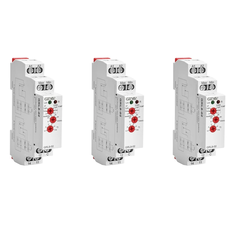 3X GEYA GRL8-02 Liquid Control Relay Level Control Relay 10A ACDC24V-240V Wide Range Voltage Water Pump Relay