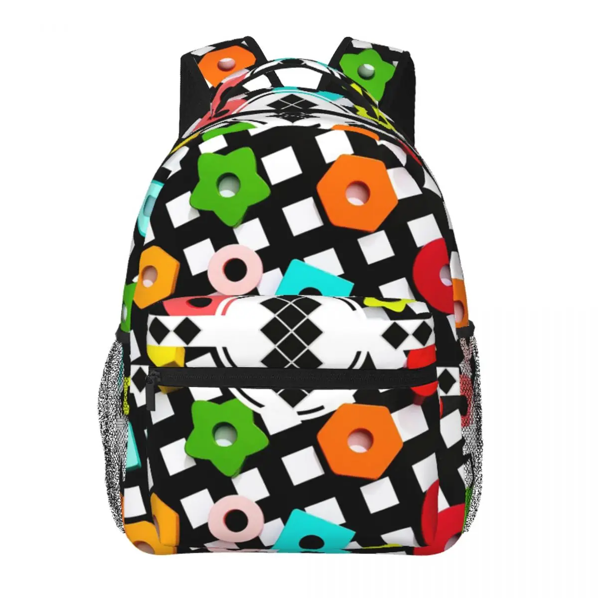 

Black And White, Colorful Backpack Student Boys Girls BookBag Children School Bag Computer Shoulder Bags for Men Women