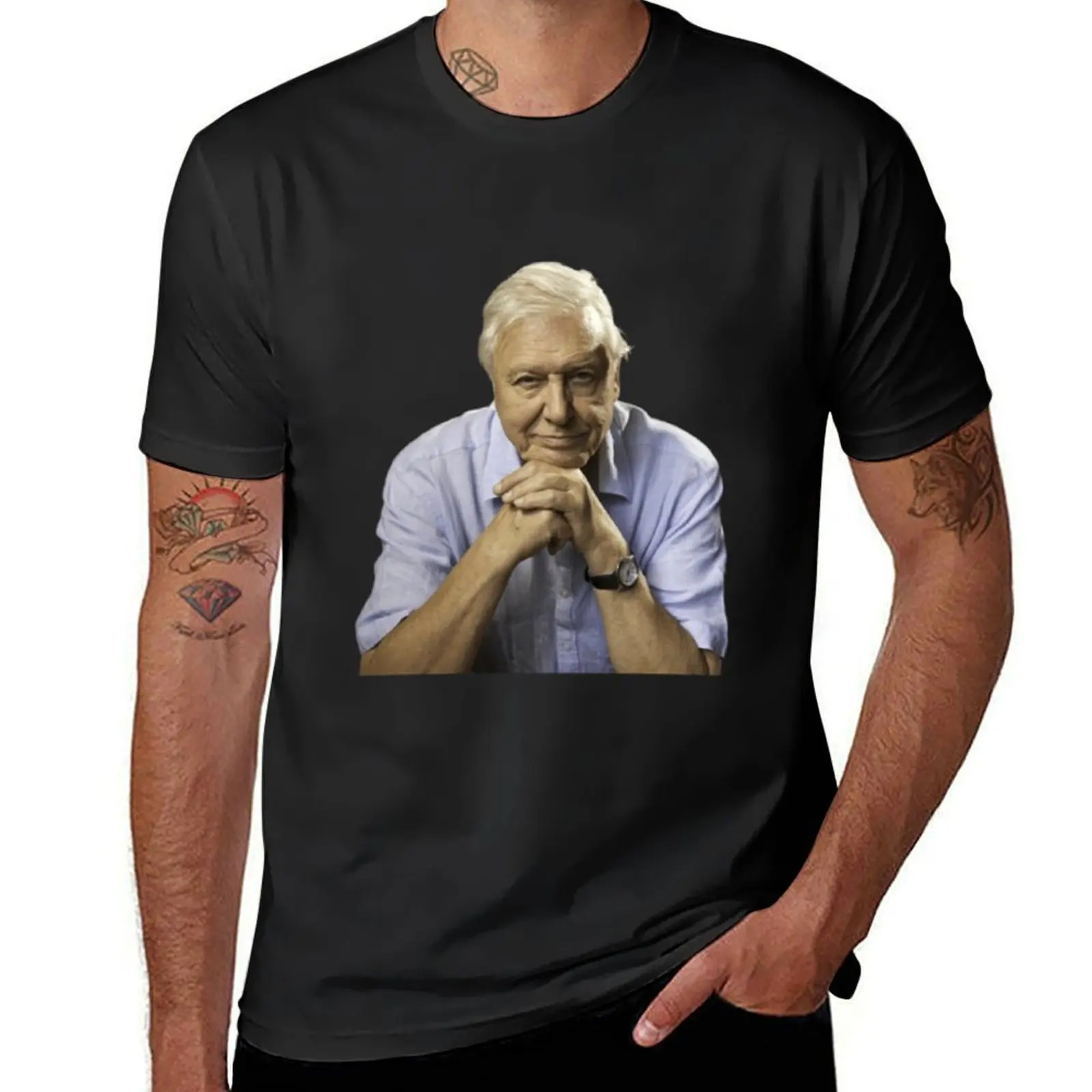 

David Attenborough -pink T-Shirt Short sleeve tee aesthetic clothes tops new edition plain black t shirts men