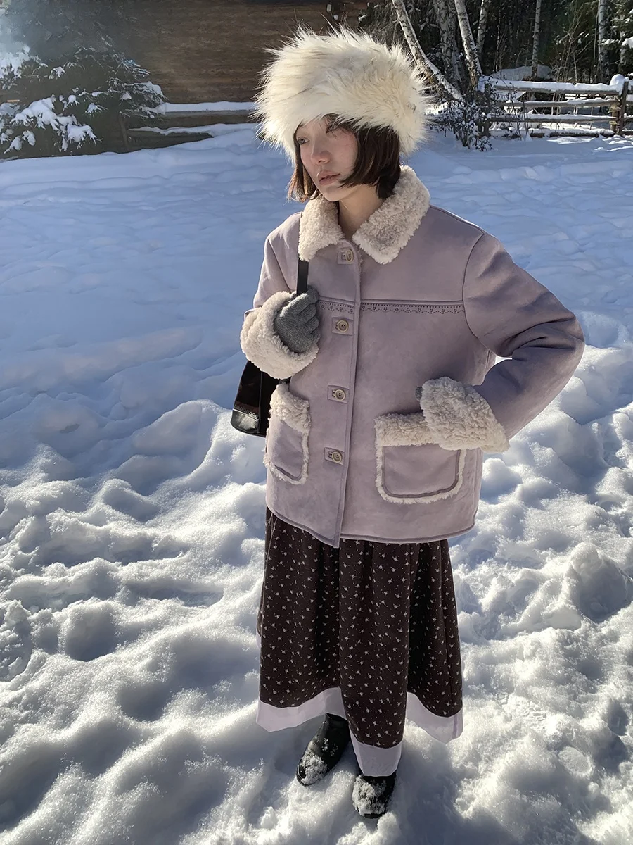 

Notjusthim Anne Roman His Thi Suede Leather Jaet Women's Outdoor Winter Coat Flora Rt Youth Casual Commute Sle