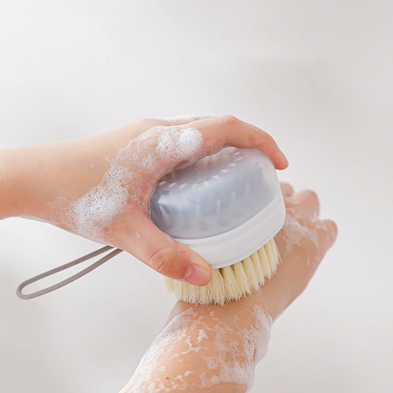 Two In One Double-Sided Silicone Massage Bath Brush With Cover Soft Wash Hair Brush SPA Silicone Shampoo Brush Exfoliator