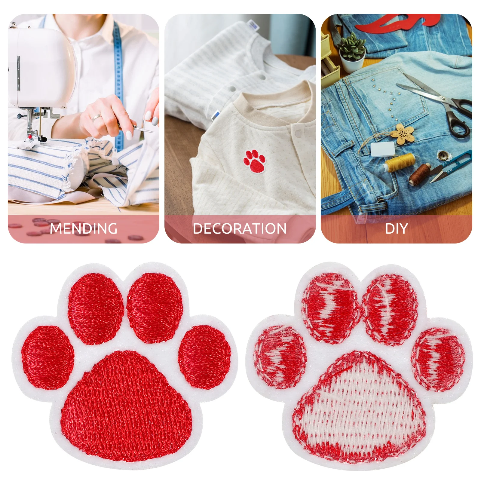 

20Pcs Embroidered Dog Paw Patches Self-Adhesive Iron on Sewing Applique for Clothes Jackets Backpacks Hats DIY Decoration