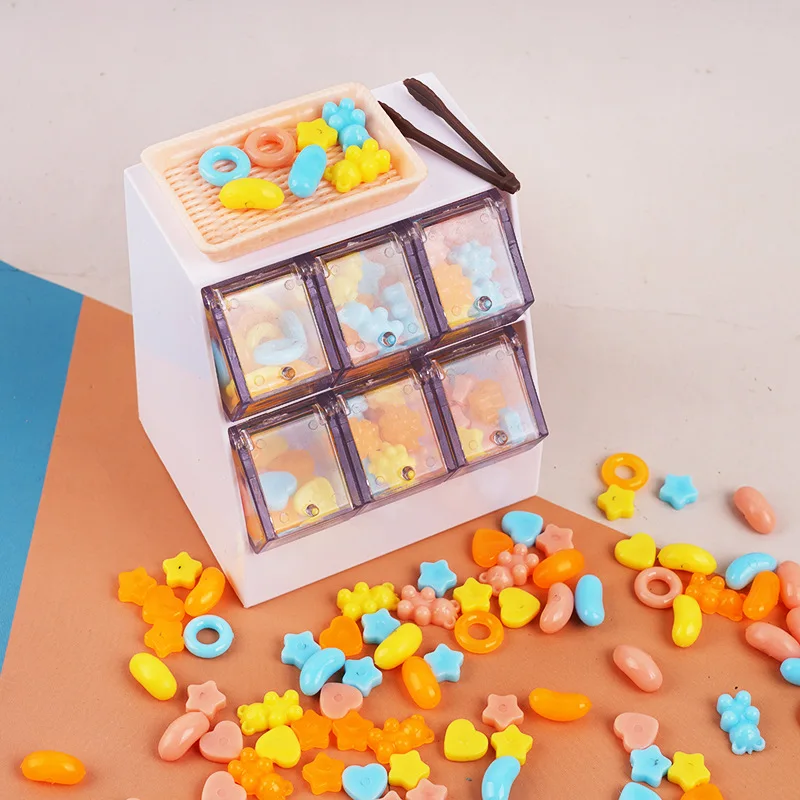 Modelo de estantería de supermercado en miniatura 1:12, adornos de exhibición, juguete realista de dulces en miniatura, donut de oso, postre lindo, juguete de simulación