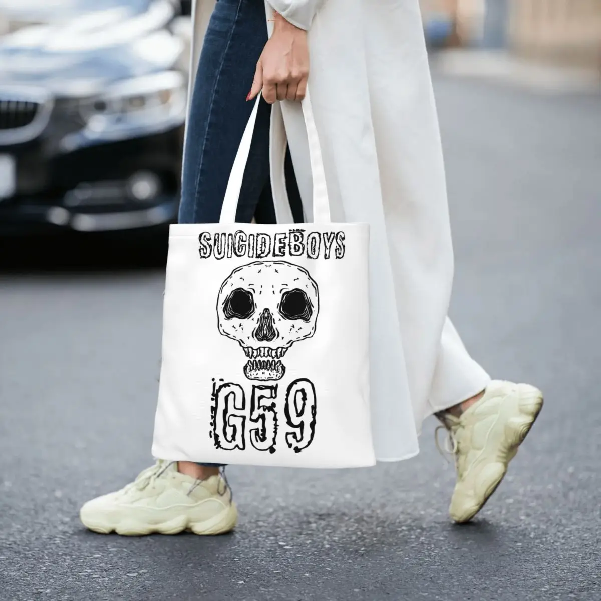 Bolso de mano G59 Suicideboys para mujer, bolso plegable para estudiante, gris, 59 registros, bolso de hombro informal, bolsa de comestibles