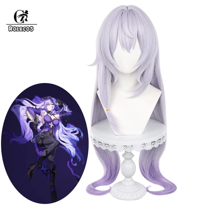 

Rolecos Game Honkai: Star Rail Black Swan Cosplay Wigs 95cm Long White Mixed Purple Halloween Wig Heat Resistant Synthetic Hair