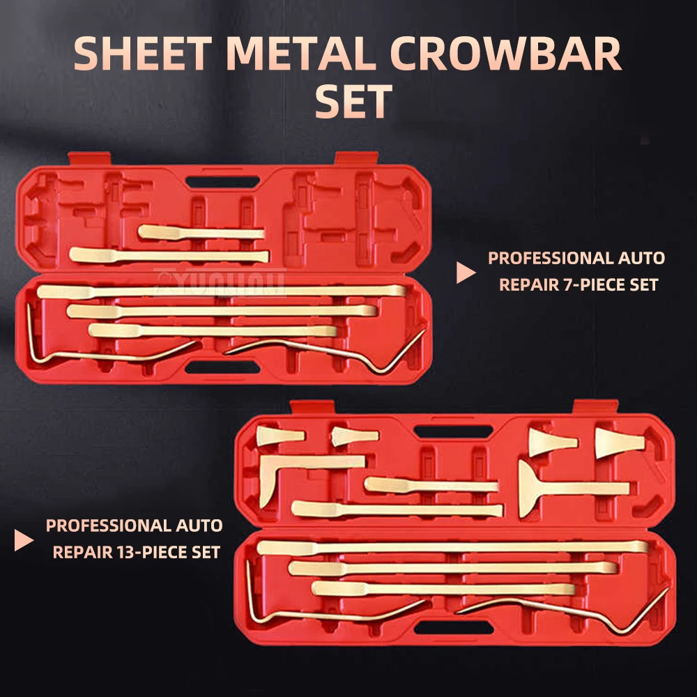 Complete Set of Auto Dent Repair Bodywork Pry Bars, Pry Sticks, and Levers for Door and Body Panel Straightening