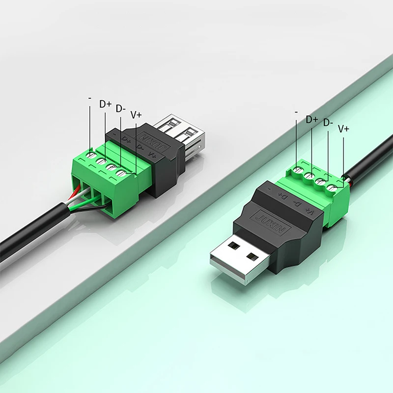 1Pc USB 2.0 Type A USB Connector USB Plug Adapter Connector Jack With Shield Type-A 4-Pin Male/Female Plug Screw Terminal Plug