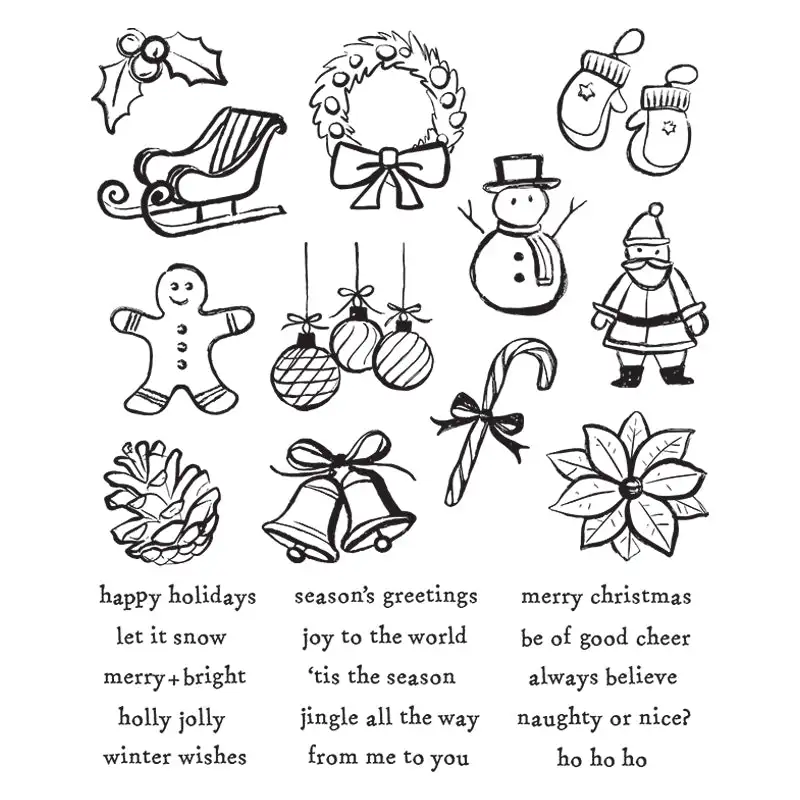 Christmas Spirit Schematic Botanical Doodles Stamps Stencil Dies for DIY Decorating Scrapbook Paper Card 2026 Festive Stamps view 6