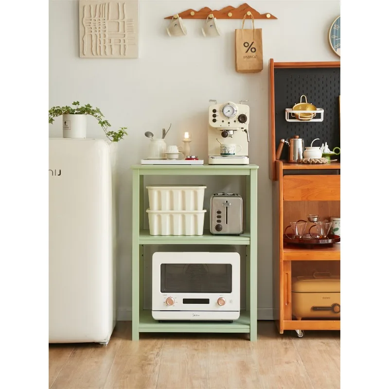 Solid wood kitchen floor rack microwave oven multi-layer storage rack oven rice cooker storage rack restaurant tea cabinet