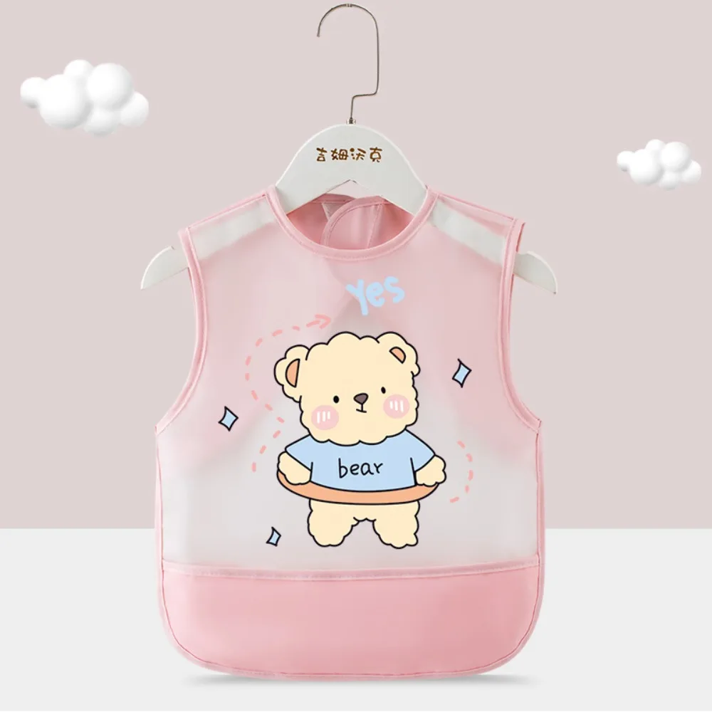 

Cartoon Pattern Baby Eating Bibs Bear Rabbits Anti-dirty Children Apron Waterproof Sleeveless Children Protective Clothing
