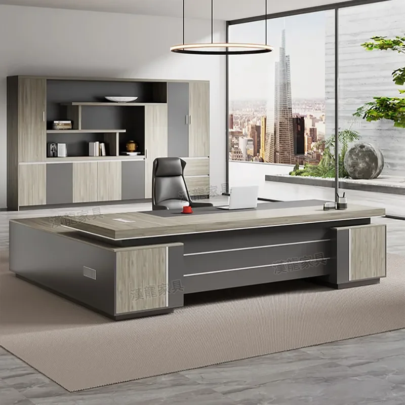 for Boss Desk Modern President Desk and Chair Combination Cabinet Large Class Desk Manager Supervisor Office Furniture Double