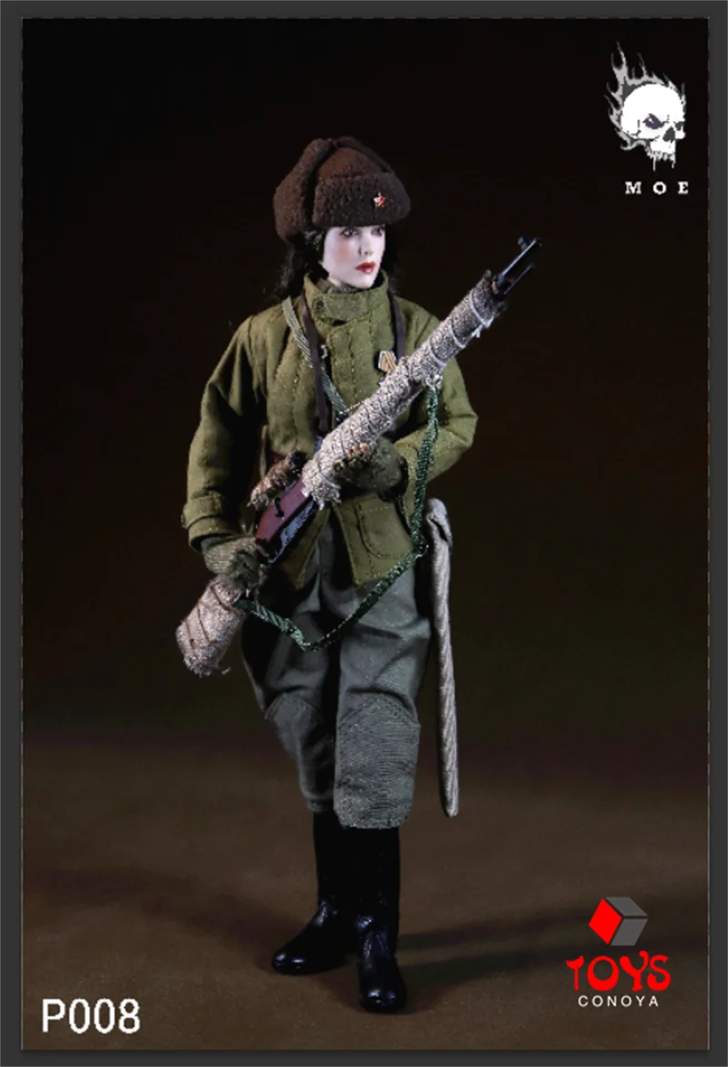 In Stock MOETOYS P008 1/6 WWII Soviet Female Sniper with Snow Ccamouflags Action Figure 12'' Soldier Figurine Model Full Set Toy