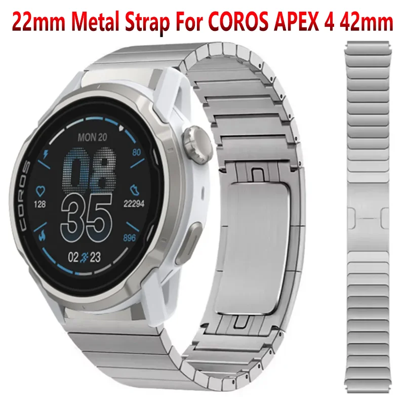 

Металлический ремешок 22 мм для COROS APEX 4 42 мм/PACE Pro-3, модный ремешок для часов из нержавеющей стали для Suunto Vertical 2-1/Run/Ocean/Race 2 1 S