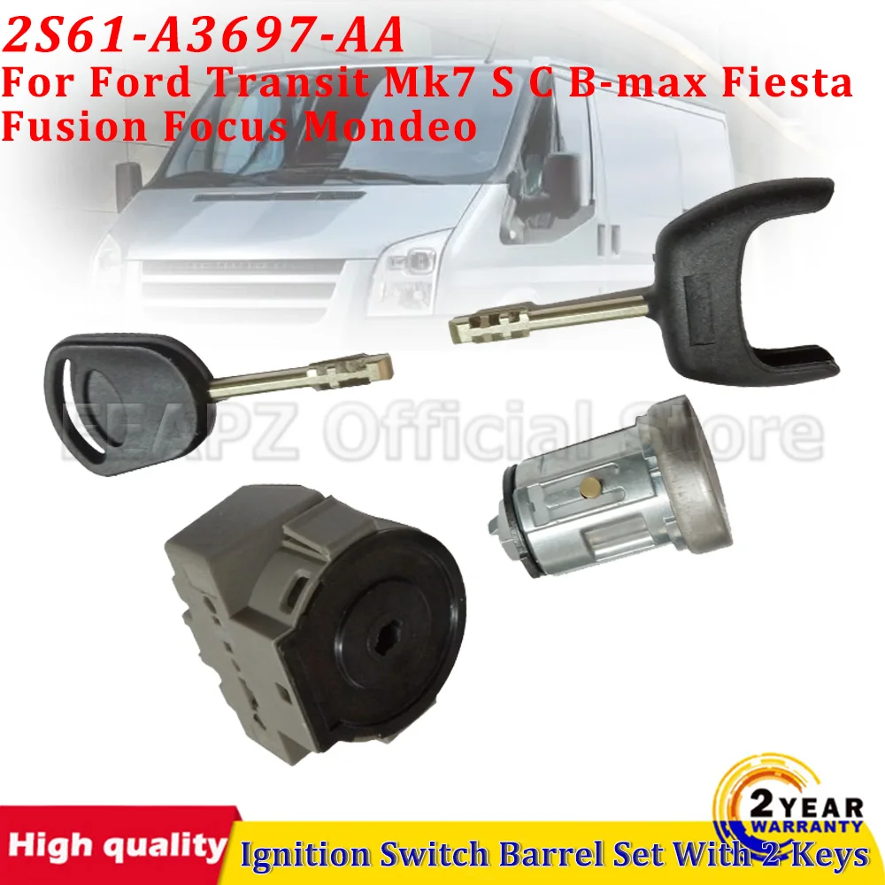 

4355452 2S61-A3697-AA For Ford Transit Mk7 S C B-max Fiesta Fusion Focus Mondeo Ignition Barrel Cylinder Repair Kit With 2 Keys
