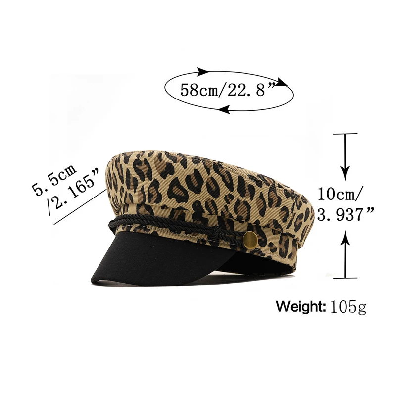 New Women Leopard Print Beret hat cotton Painter cap Retro British