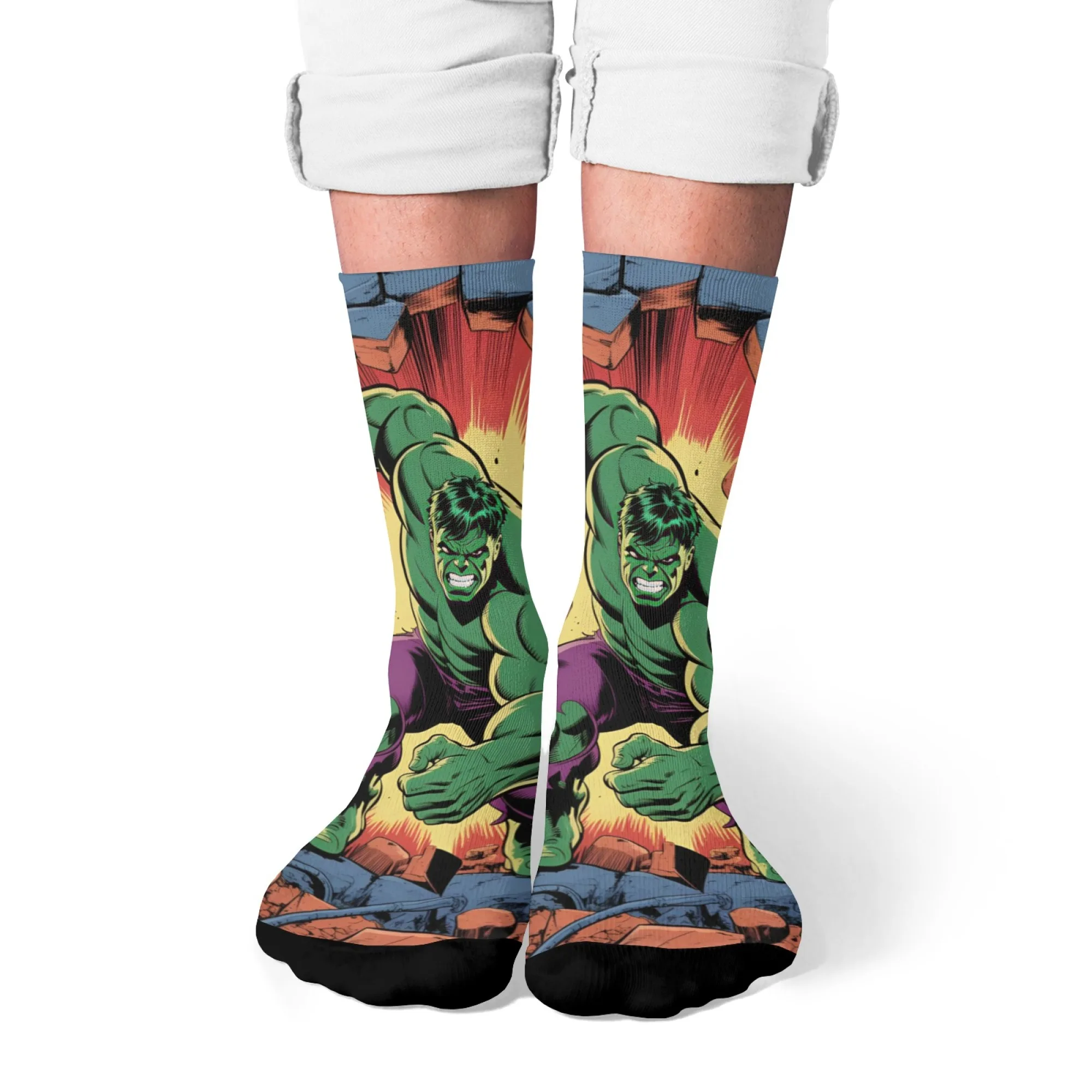 

Носки с рисунком Халка в стиле Харадзюку, новинка в стиле ретро, забавные мужские носки, удобные модные повседневные носки, праздничные подарки для вечеринок