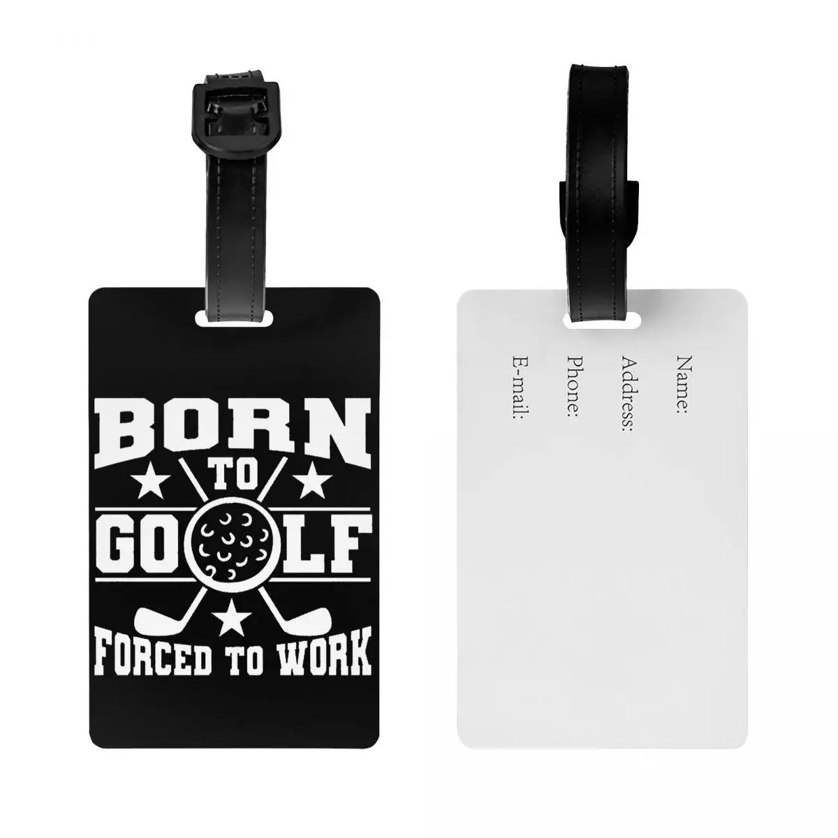 Born to Golf Forced to Work Étiquette de bagage pour valises, couverture de confidentialité, carte d'identité nominative