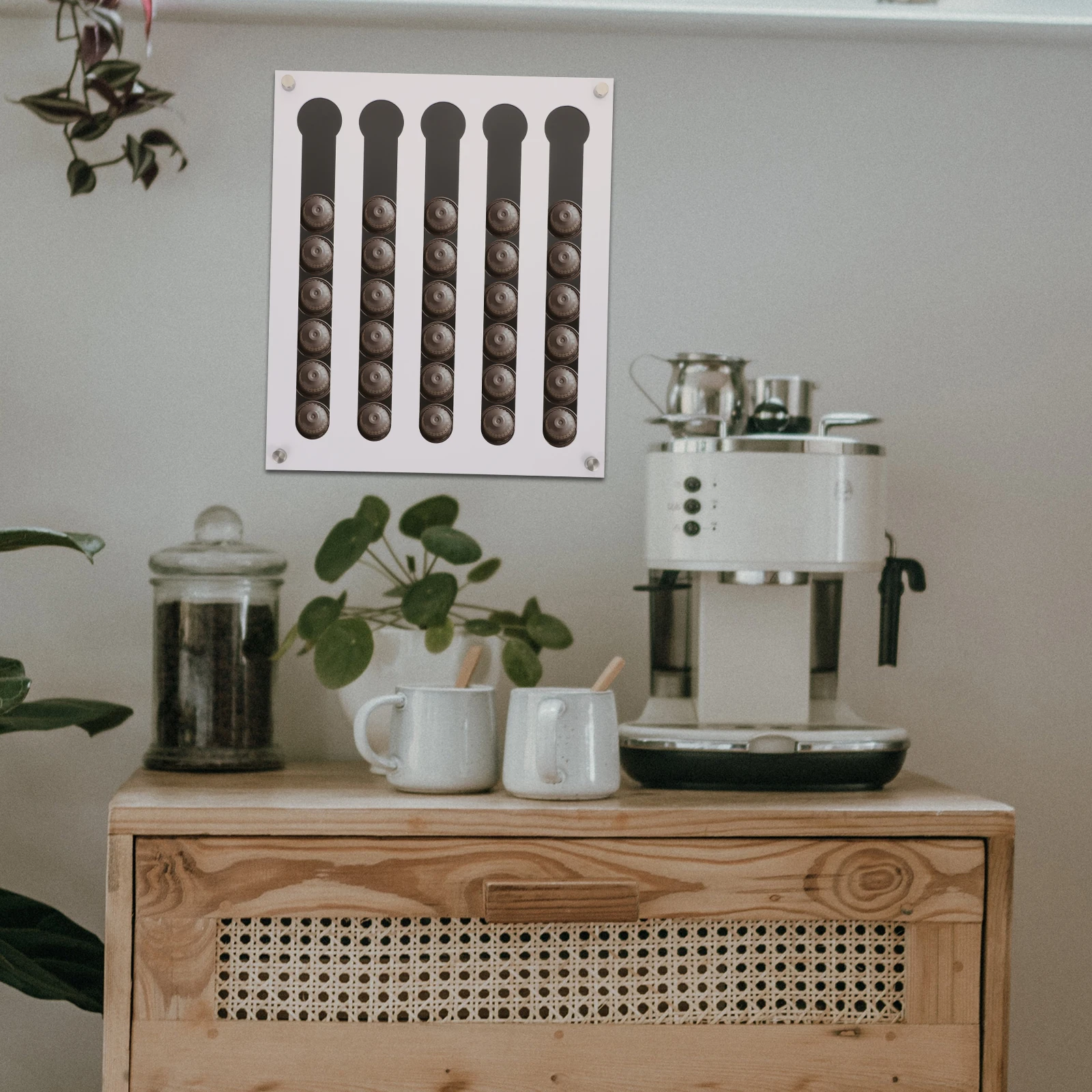 

Innovative Coffee Capsules Holder Rack Elegant Acrylic Storage Solution Neat Coffee Pod Organizer Perfect Kitchen Decor