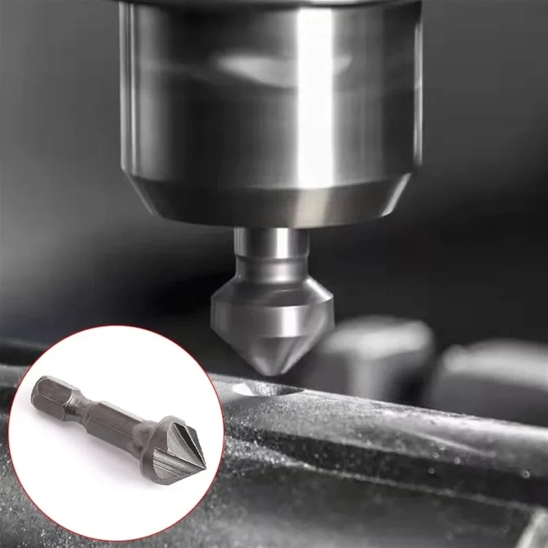 1/2/4/6pcs Hexagonal Shank Six Blades Countersunk Drill Carbon Steel Woodworking Hole Opener Spot Facer Deburring Drill Bit Set