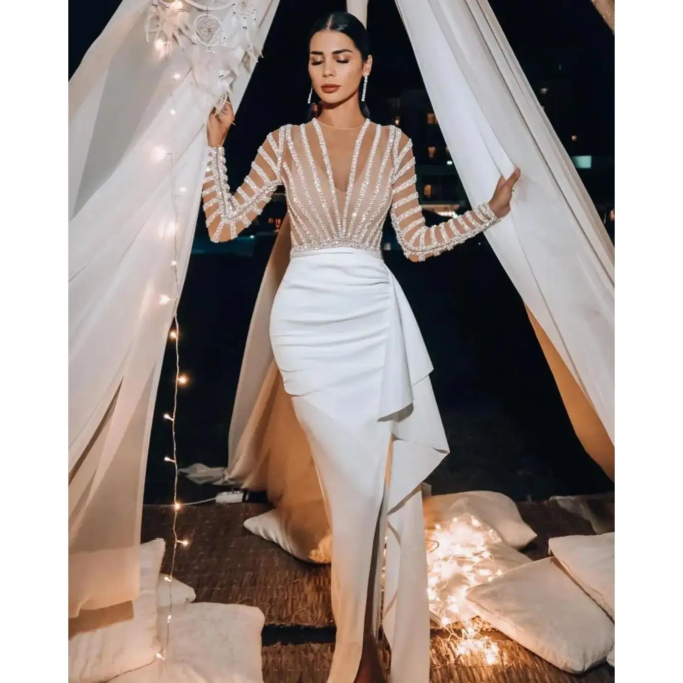 

Осенне-зимнее женское длинное облегающее платье све, вечернее платье, свадебное платье Dr Independent Station Manager, модная молния, сле